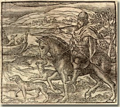 Johannes Sambucus and his two dogs Bombo and Madel. Emblem 126 of his Emblemata (first edition, 1564)